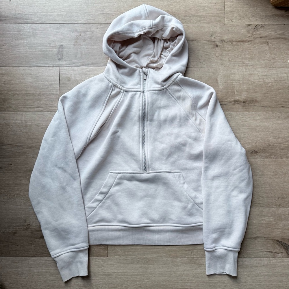 Danskin Half Zip Scuba Hoodie Sweatshirt Cream Women’s L